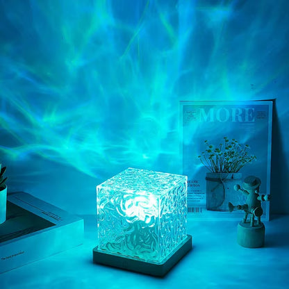 Dynamic Rotating Water Ripple Projector Night Light 16 Colors Flame Crystal Lamp for Living Room Study Bedroom Dynamic Rotating
